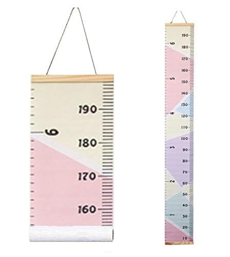 MinoMia Kids Growth Chart, Wood Frame Fabric Canvas Height Measurement Ruler from Baby to Adult for Child's Room Decoration 7.9 x 79in (7.9 x 79in, Colorful) - Image 1